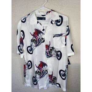 new biker shirt Motorcycle Devil shirt Pinup Mens M comic Rock grunge LOST